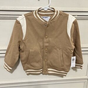 Old Navy Toddler Boy Tan and White Bomber Jacket